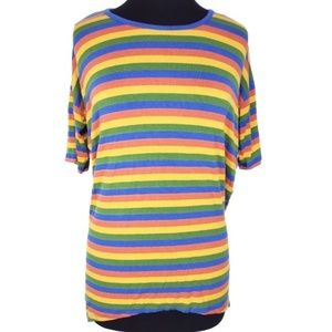 LuLaRoe XXS Irma Colorful Striped Loose Fit Shirt